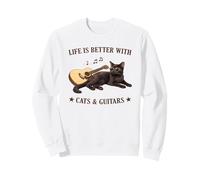Life is Better with Cats and Guitars Black Cat Guitarist Sweatshirt