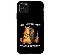 Life is Better with Cats and Guitars Funny Guitarist Music Coque pour iPhone 11 Pro Max