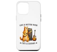 Life is Better with Cats and Guitars Funny Guitarist Music Coque pour iPhone 12 Pro Max