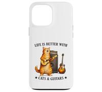 Life is Better with Cats and Guitars Funny Guitarist Music Coque pour iPhone 13 Pro Max