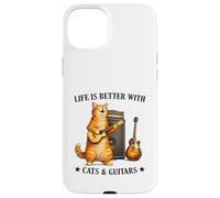 Life is Better with Cats and Guitars Funny Guitarist Music Coque pour iPhone 15 Plus
