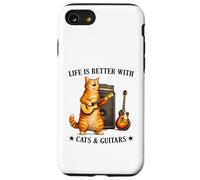 Life is Better with Cats and Guitars Funny Guitarist Music Coque pour iPhone SE (2020) / 7/8