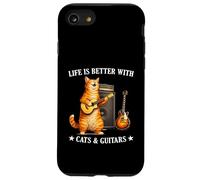 Life is Better with Cats and Guitars Funny Guitarist Music Coque pour iPhone SE (2020) / 7/8