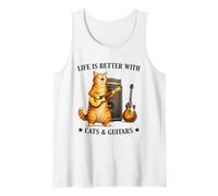 Life is Better with Cats and Guitars Funny Guitarist Music Débardeur