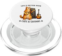 Life is Better with Cats and Guitars Funny Guitarist Music PopSockets PopGrip pour MagSafe