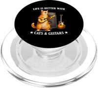 Life is Better with Cats and Guitars Funny Guitarist Music PopSockets PopGrip pour MagSafe