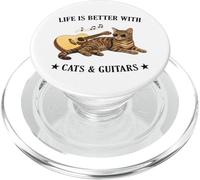 Life is Better with Cats and Guitars Tabby Cat Guitarist PopSockets PopGrip pour MagSafe