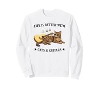 Life is Better with Cats and Guitars Tabby Cat Guitarist Sweatshirt