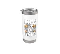 Life Is Better With Cats Gobelet isotherme en acier inoxydable double paroi