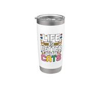 Life Is Better With Cats Gobelet isotherme en acier inoxydable double paroi