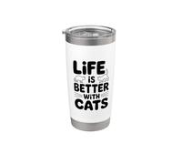 Life Is Better With Cats Gobelet isotherme en acier inoxydable double paroi
