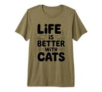 Life is Better with Cats T-Shirt Haut de Gamme