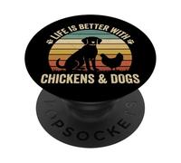 Life is Better with Chickens and Dogs PopSockets PopGrip Adhésif