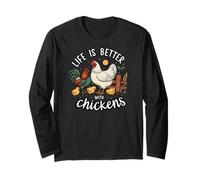 Life is Better with Chickens Farm Rooster Hen Chick Manche Longue