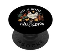Life is Better with Chickens Farm Rooster Hen Chick PopSockets PopGrip Adhésif