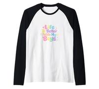 Life is Better with My Boys Boy Mom Cadeaux de fête des mères Manche Raglan
