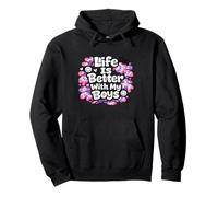 Life is Better with My Boys Boy Mom Cadeaux de fête des mères Sweat à Capuche