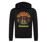 Life is Better with My Dachshund Dog Sweat à Capuche Sweat à Capuche Mélange de Coton Noir Large