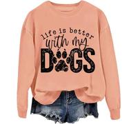 Life Is Better With My Dogs Sweat-shirt humoristique avec empreintes de pattes de chien Unisexe, Orange, M
