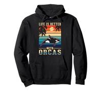 Life is better with Orcas Balena Assassina Orca Balena Sweat à Capuche
