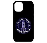 Life Is Better With Spaceships Sci-Fi Rocket Coque pour iPhone 12/12 Pro