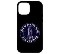 Life Is Better With Spaceships Sci-Fi Rocket Coque pour iPhone 12 mini