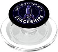 Life Is Better With Spaceships Sci-Fi Rocket PopSockets PopGrip pour MagSafe