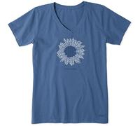 Life Is Good T-Shirt à col en V Crusher Graphic pour Femme Motif Tournesol français
