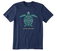 Life is Good T-Shirt Crusher-Lite à Manches Courtes Mandala Turtle pour Homme (Taille M, Bleu foncé)