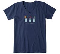 Life Is Good T-Shirt Crusher Vee pour Femme Motif Fleurs