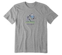 Life is Good T-Shirt Vintage Crusher Graphic Putt Golf Jake pour Homme, Gris chiné, M
