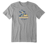 Life is Good Vintage Crusher T-Shirt Jake and Rocket T-Shirt Mixte (Lot de 1)