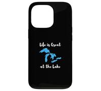 Life is Great at The Lake Great Lakes Funny Design Coque pour iPhone 13 Pro