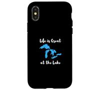Life is Great at The Lake Great Lakes Funny Design Coque pour iPhone X/XS