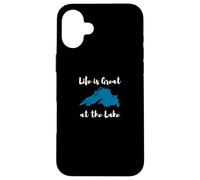 Life is Great at The Lake Superior Graphic Coque pour iPhone 16 Plus