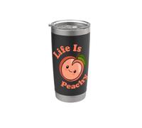 Life Is Peachy Adorable jeu de mots Kawaii Peach Gobelet isotherme en acier inoxydable double paroi