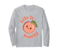 Life is Peachy Adorable Jeu de Mots Kawaii Peach Manche Longue