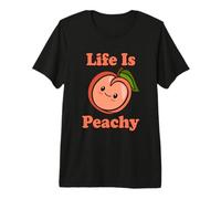 Life is Peachy Adorable Jeu de Mots Kawaii Peach T-Shirt Haut de Gamme