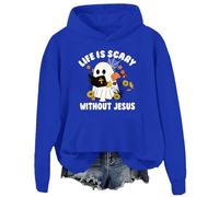 Life Is Scary Without Jesus Sweat-shirt à capuche chrétien Halloween, Bleu roi - D, 3XL