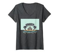 Life is Short Achetez Le Beach House Coastal Dream T-Shirt avec Col en V, Femme, Chiné Foncé, S