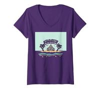 Life is Short Achetez Le Beach House Coastal Dream T-Shirt avec Col en V, Femme, Violet, S