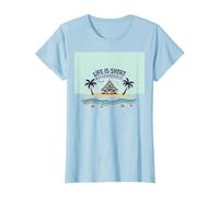 Life is Short Achetez Le Beach House Coastal Dream T-Shirt, Femme, Bleu Céleste, 3XL