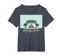 Life is Short Achetez Le Beach House Coastal Dream T-Shirt, Femme Grandes Tailles, Bleu Chiné, 2X