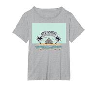 Life is Short Achetez Le Beach House Coastal Dream T-Shirt, Femme Grandes Tailles, Gris Chiné, 2X