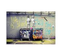 Life Is Short, art mural de Banksy, art mural graffiti, art graffiti de Banksy, toile encadrée, graffiti Banksy, art mural tendance, art mural sur toile, poster sur toile, décoration murale imprimée