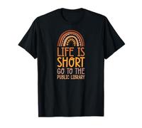 Life is Short Go to The Public Library Bohème Arc-en-Ciel bohème T-Shirt