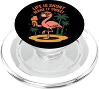 Life Is Short Make It Sweet Crème glacée flamant rose PopSockets PopGrip pour MagSafe