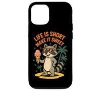 Life Is Short Make It Sweet Raccoon Ice Cream Fun Coque pour iPhone 12/12 Pro