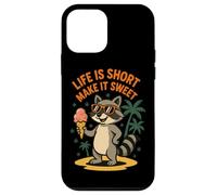 Life Is Short Make It Sweet Raccoon Ice Cream Fun Coque pour iPhone 12 mini