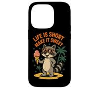 Life Is Short Make It Sweet Raccoon Ice Cream Fun Coque pour iPhone 14 Pro